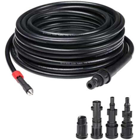 Manguera de hidrolavadora de 15 m, flexible, negra, para limpieza de desagües