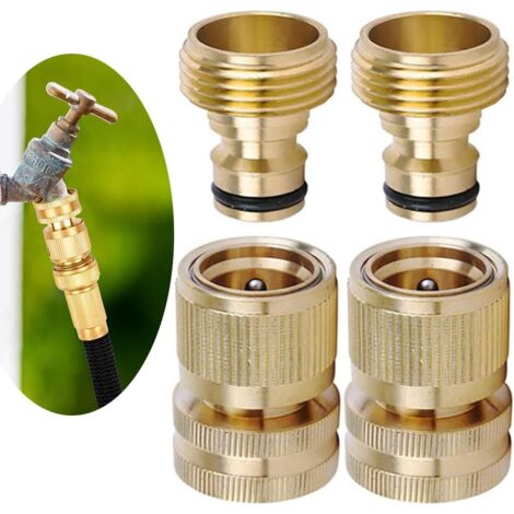 Manguera de jardín (conector rápido, latón, conector rápido, boquilla de manguera de jardín, kit de conexión para cocina, jardín, exterior, herramienta de tubería