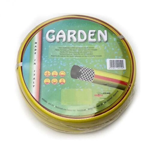 Manguera de jardín de 1/2" x 50 mt. MADE IN ITALY Manguera de agua reforzada para riego de jardín de casa.