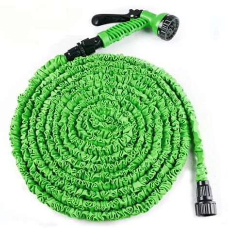 Manguera de jardín de plástico flexible y expandible, pistola para lavado de autos con cabezal rociador, accesorio de jardín, herramienta de riego, de 25 a 100 pies (22,5 metros)