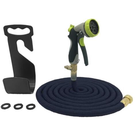 Manguera de jardín extensible de 10 m con boquilla, manguera flexible para lavado de autos, pistola rociadora de alta presión para riego, negra