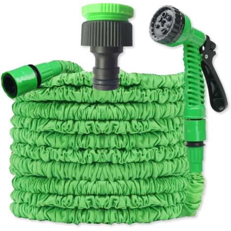 Manguera de jardín extensible, manguera de jardín, manguera de jardín con accesorios de 1/2 pulgada, 3/4 de pulgada y pistola de 7 modos, manguera de jardín retráctil con 125 pies