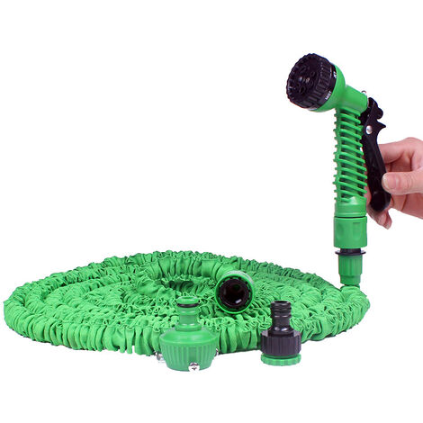 Manguera de jardín - Manguera de jardín extensible de 15 m con 7 funciones de pistola - Manguera flexible y retráctil Jardinería Césped Planta Flor