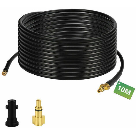 Manguera de limpieza de tuberías para limpiadora de alta presión 180bar Juego de limpieza de tuberías manguera con adaptador adecuado para Kärcher K2-K7 10m