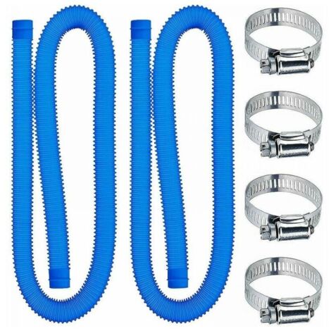 Manguera de piscina - 32 mm - Longitud: 150 cm - Azul - 2 mangueras - Para bomba de filtrado y sistemas de agua salada