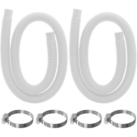 Manguera de piscina de 2 piezas, 32 mm, 150 cm de longitud, color blanco, para piscinas Intex de 300 GPH, 530 GPH y 1000 GPH.