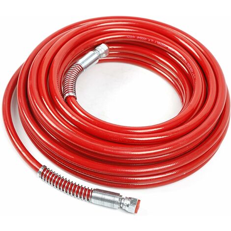 Manguera de pulverización de pintura airless 15 1/4", 3300 PSI, manguera de pulverización de pintura de repuesto de fibra para limpiadora de alta presión (roja)