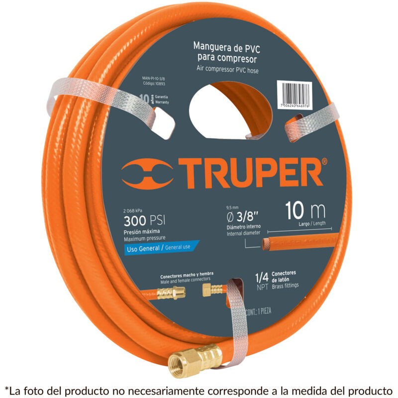 

Manguera de PVC, baja presión, 10 m, 1/4' NPT