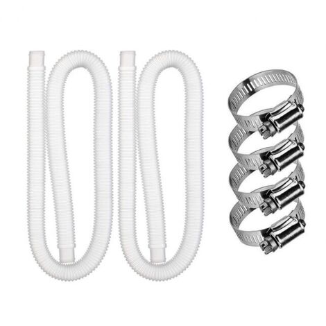 Manguera de repuesto para piscinas elevadas: 2 mangueras de bomba de filtro blandas con 4 abrazaderas metálicas (diámetro: 32 mm, longitud: 1,5 m)