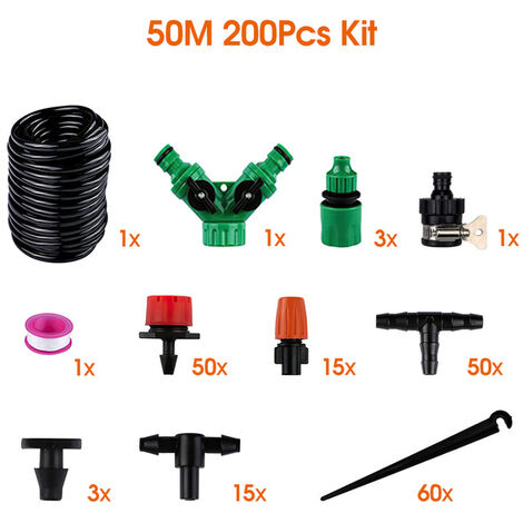 Manguera de riego por goteo, sistema de riego automático, rociador de jardín, Kits de goteros ajustables, 30/40/50M,CHINA,50M irrigation Kits