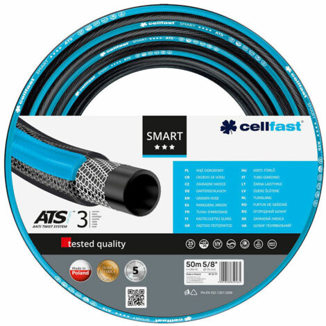 Manguera De Riego PVC 4Capas 15mm 50m Refuerzo Textil Antitorsión Resistente RayosUV Cellfast