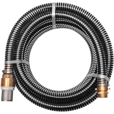 Manguera de succión con conectores de latón 3 m 25 mm negra vidaXL
