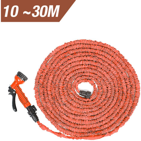 Manguera Extensible Riego 10 a 30 Metros Con Pistola De 7 Posiciones,naranja