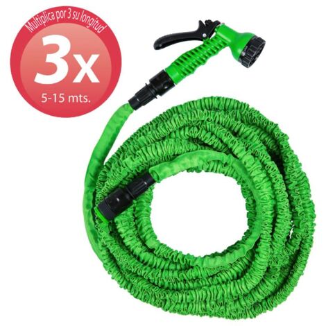 Manguera Extensible Riego 5 a 15 Metros Con Pistola De 7 Posiciones