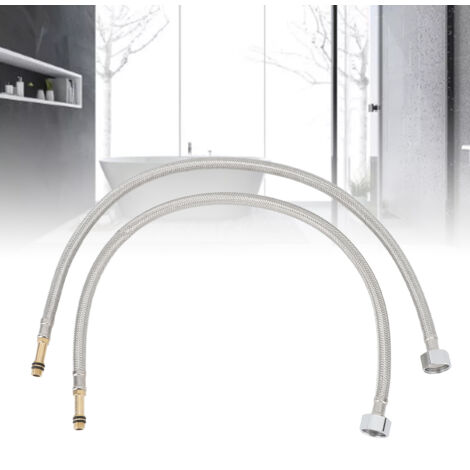 Manguera flexible para grifo: 2 mangueras de entrada con revestimiento de acero inoxidable de 60 cm/23,6 pulgadas para cocina/baño.