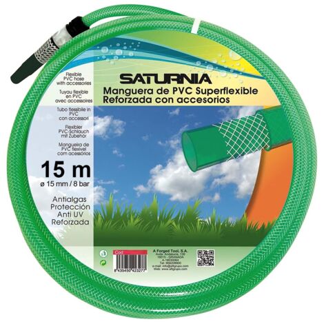 Manguera Latflex Reforzado 15 mm. -  5/8" Rollo 15 Metros Con Accesorios