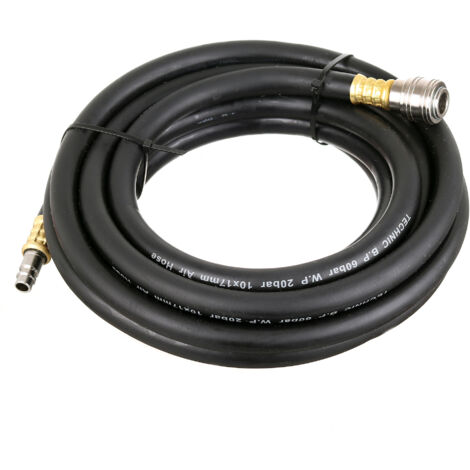 MANGUERA NEUMÁTICA DE GOMA PARA COMPRESOR 5M 10MM CON ACOPLAMIENTOS RÁPIDOS