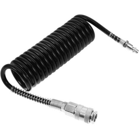Manguera neumática de poliuretano con racores y kit de conexión con limitador de flexión para compresor de aire, compatible con cabezales americanos.
