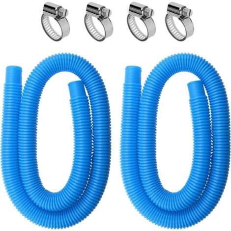 Manguera para piscinas elevadas de 32 mm – Paquete de 2 mangueras flexibles de PVC azul, 1,5 m de longitud, compatibles con bombas de filtración.