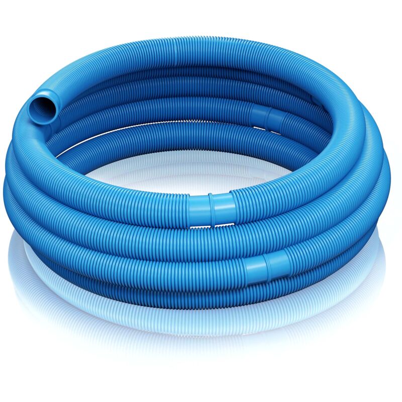 Wiltec Manguera De Piscina 21 M ⌀38 Mm 190 G/M Azul Con Manguitos, Manguera De Bomba Para Piscinas, Tubo De Aspiración, Manguera Solar