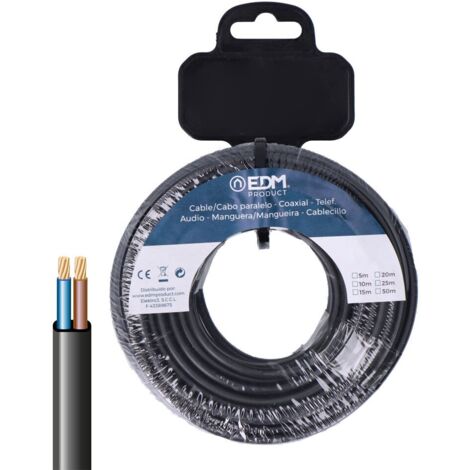 Manguera plana 2x0,75mm² negra 5m.