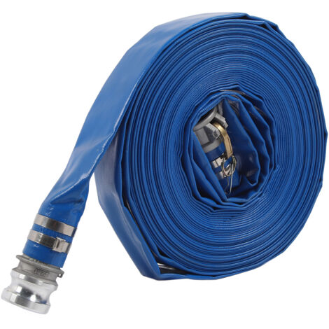 Manguera plana de PVC de 51 mm x 1,35 mm x 30 m, manguera de drenaje de bomba de alta presión de 6 bar con conector para piscina