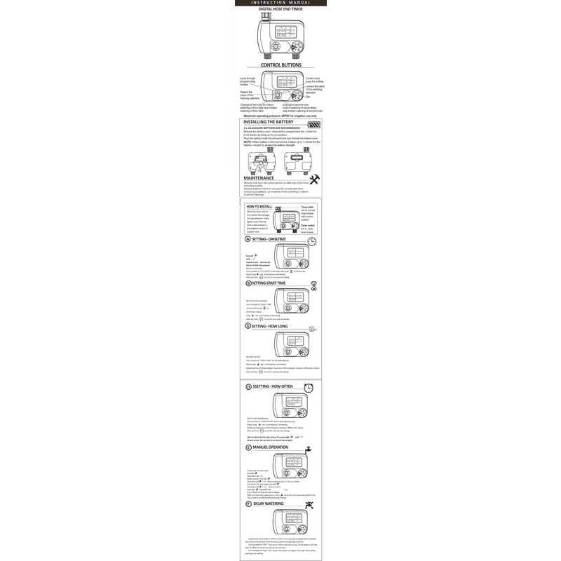 

Manguera programable digital temporizador grifo al aire libre con pilas del controlador de riego Sistema de riego automatico de riego con la salida 2