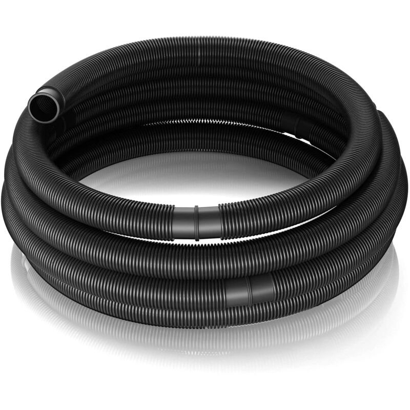 Wiltec Manguera De Piscina 21 M ⌀32 Mm 165 G/M Negra Con Manguitos, Manguera De Bomba Para Piscinas, Tubo De Aspiración, Manguera Solar Flotante