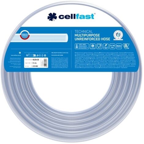 Manguera t茅cnica no reforzada para uso general 6,0 脳 1,5 mm 5 m CellFast