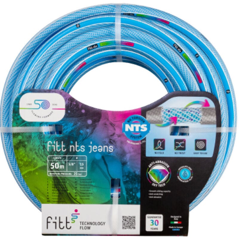 Nts jeans 5/8' (15 mm) 40m, Tuyau d'arrosage de jardin solide et malléable pour une utilisation intensive - Fitt