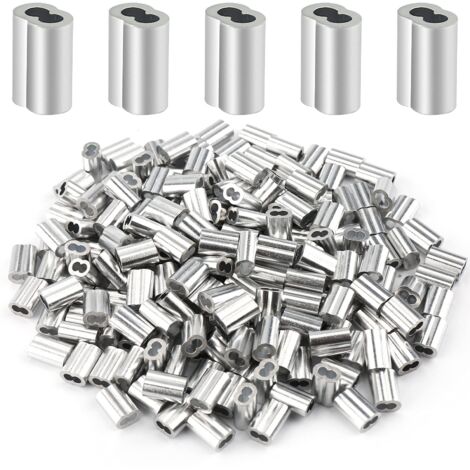 Manguito de aluminio en forma de ocho, manguito de aluminio de doble orificio, mandril de cable de aluminio, mandril de aluminio de 1,5 mm (200 piezas)