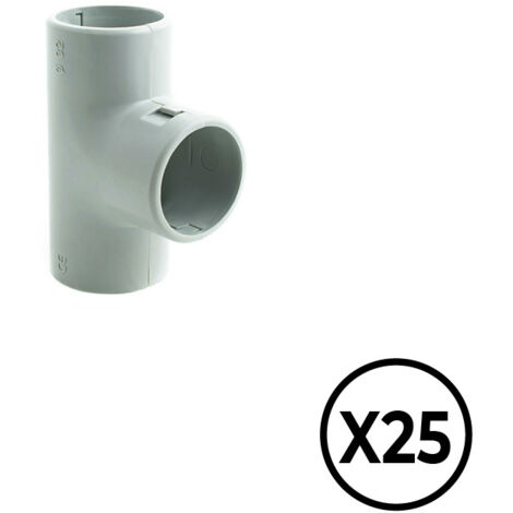 Manguito en t inspeccionable de pvc ø 20 mm, gris, 25 unidades