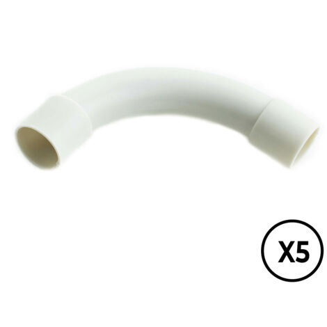 Manguito pvc curvado a 90° ø 25 mm, gris, 5 unidades