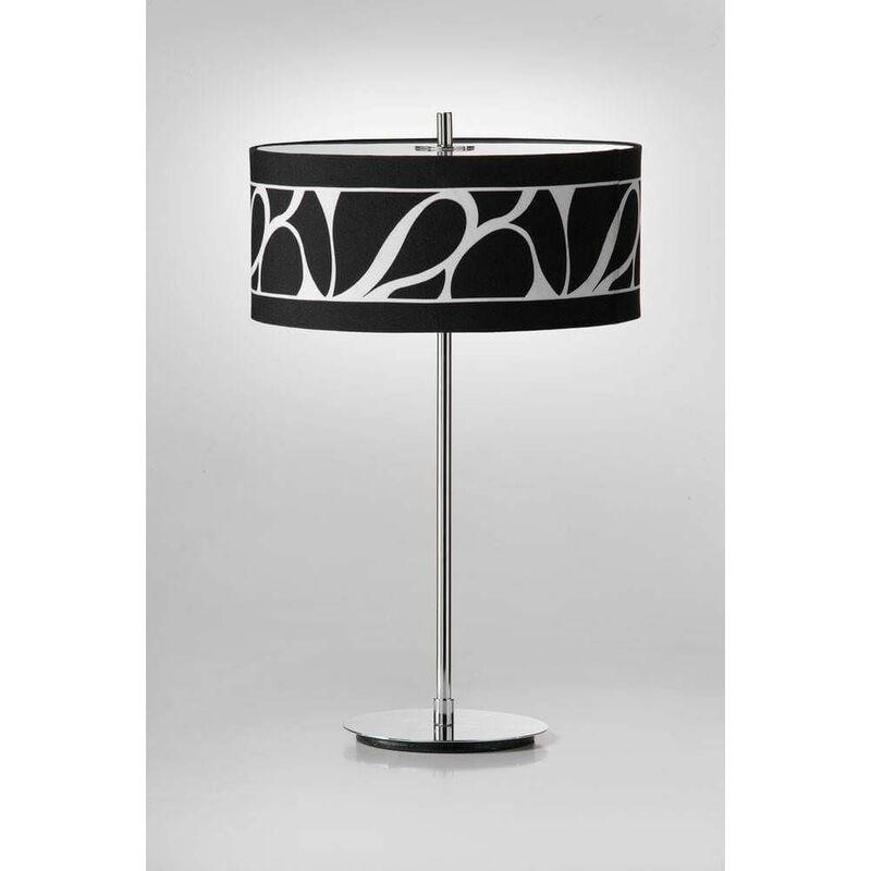 Manhattan 2-Light L1 / SGU10 Table Lamp, Polished Chrome / Frosted Glass with Black PatternedAbat Day