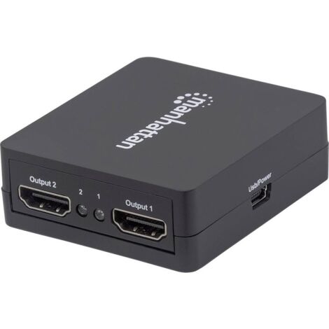 Manhattan 207652 2 Porte Distributore, splitter HDMI 1920 x 1080 Pixel Nero