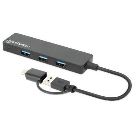 MANHATTAN 4-Port USB 3.0 Typ-C / Typ-A Kombi-Hub schwarz