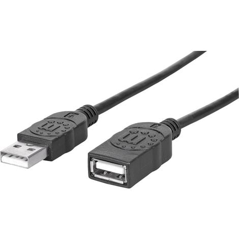 Manhattan Câble USB USB 2.0 USB-A mâle, USB-A femelle 1.00 m noir feuille de blindage, certifié UL, contacts dorés 308519 S059661