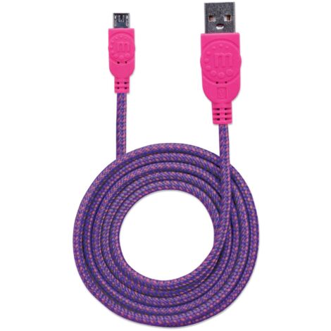 MANHATTAN Cavo Micro USB Guaina Intrecciata USB/MicroUsb 1.8m Viola/Fucsia