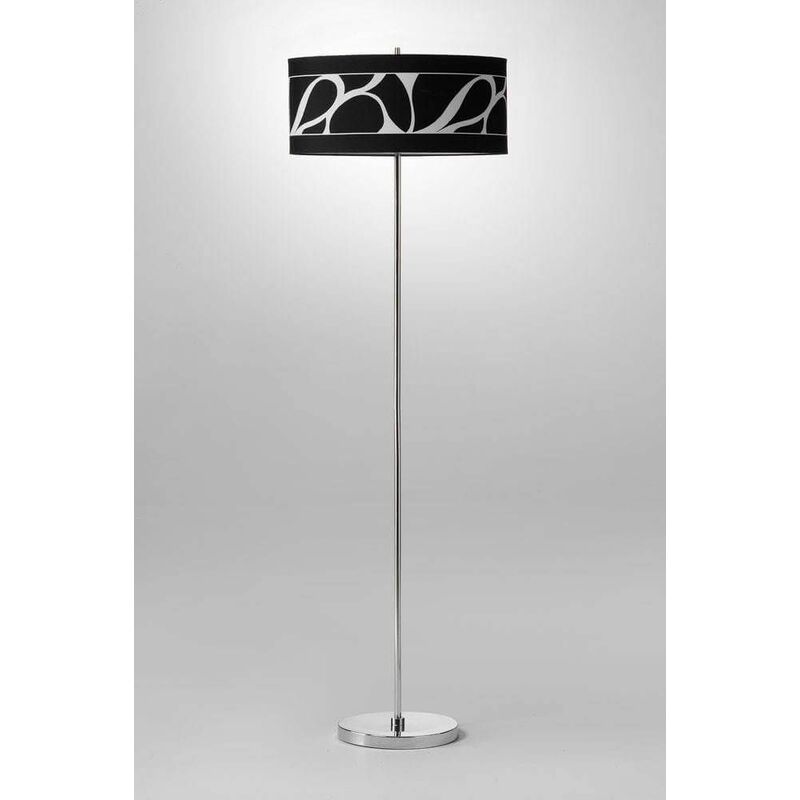 09diyas - Manhattan Floor Lamp 3 Bulbs L1 / SGU10, Polished Chrome / Frosted Glass with Black Shade