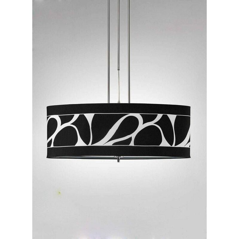 09diyas - Manhattan Pendant Light 2 Bulbs L1 / SGU10, polished chrome / frosted glass with black shade