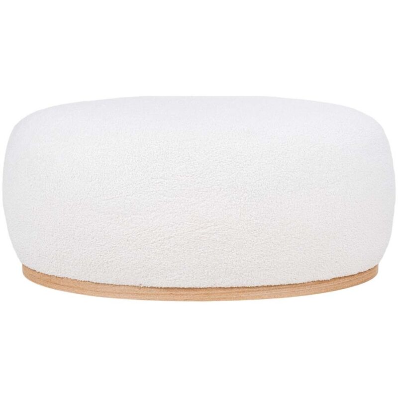 House Nordic - Pouf ovale 88,5x54,5x36 cm en tissu bouclette blanc