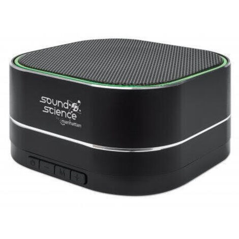MANHATTAN Sound Science Metallic LED Bluetooth-Lautsprecher Bluetooth 5.0 Mikrofon Bedienelemente FM-Radio MicroSD-Slot schwarz
