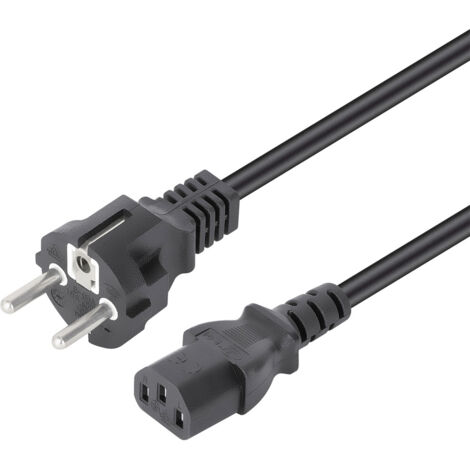 Manhattan Strom Anschlusskabel [1x Kaltgeräte-Stecker C13 - 1x Schutzkontakt-Stecker] 3 m Schwarz