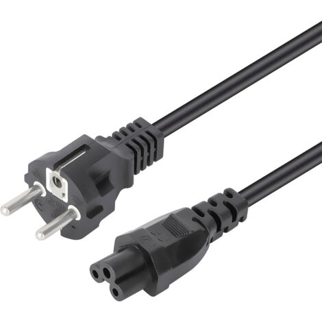 Manhattan Strom Anschlusskabel [1x Kleeblatt-Buchse C5 - 1x Schutzkontakt-Stecker] 3 m Schwarz