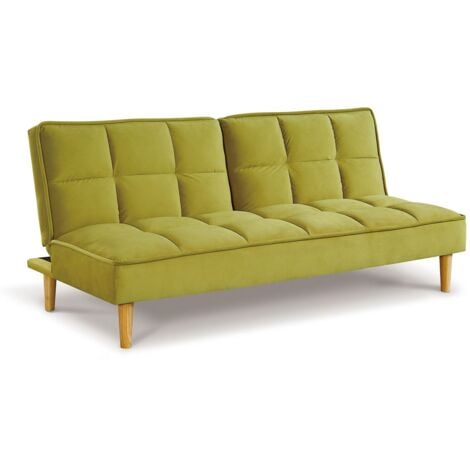 Manhattan Stylish and Versatile 3 Seater Velvet Sofa Bed Available in Lime and Brown
