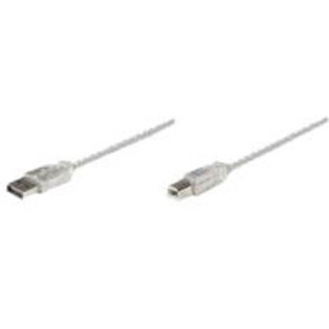 Manhattan USB 2.0 A-B Stecker/Stecker USB-Kabel, 5 m, Silber