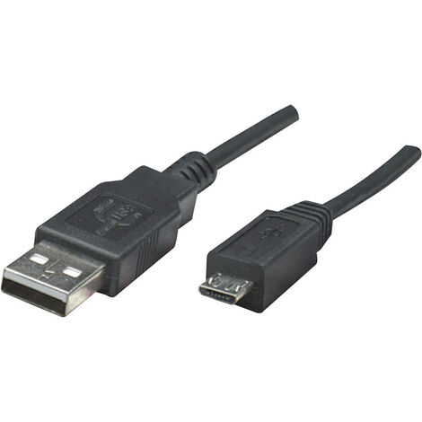 Manhattan USB-Kabel  USB 2.0 USB-A Stecker, USB-Micro-B Stecker 1.80 m Schwarz UL-zertifiziert 30717