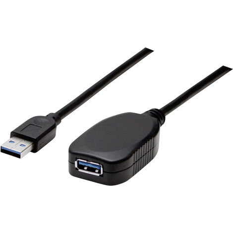 Manhattan USB-Kabel  USB 3.2 Gen1 (USB 3.0 / USB 3.1 Gen1) USB-A Stecker, USB-A Buchse 5.00 m Schwar
