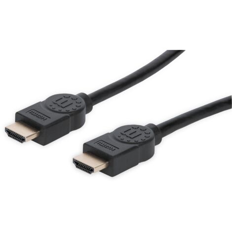 Manhattan Zertifiziertes Premium High Speed HDMI-Kabel mit Ethernet-Kanal, 4K@60Hz, HEC, ARC, 3D, 18 Gbit/s Bandbreite, HDMI-Stecker auf HDMI-Stecker, geschirmt, schwarz, 1,8 m