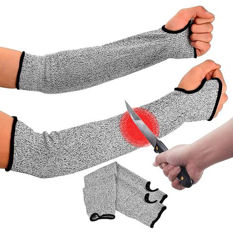 Maniche in maglia resistenti al taglio, Maniche resistenti al taglio con foro per il pollice, Protezione di livello 5, 17 pollici, Guanti e maniche protettive, Aiuta a prevenire i graffi